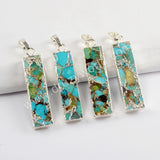 Copper Turquoise Pendant For Handmade Jewelry Silver Plated S1659