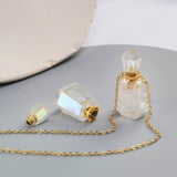 Natural Stone Amethyst Rose Quartz Perfume Bottle Connector Necklace G2049