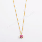 24" Adjustable Gold Plated Bezel Round Rainibow Titanium Druzy Necklace ZG0370