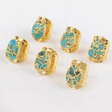 Gold Plated Natural Copper Turquoise Gemstone Band Ring G1284