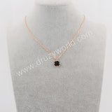 10mm Round Gold Plated Claw Natural Agate Titanium Black Druzy Earrings Ring Necklace Set ZG0400