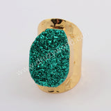 Gold Plated Natural Agate Titanium Rainbow Druzy Band Ring G1737