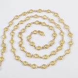 5m/llot,Gold Plated 7mm Yellow Crystal Faceted Coin Rosary Chains JT193