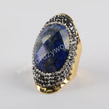 Turquoise Gemstone Rings Band Boho Handmade Gold jewelry women JAB981
