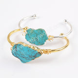 Natural Turquoise Wire Wrapped Bracelet Bangle Silver Plated  S1662