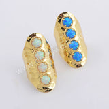 Gold Plated Bezel Round Four Opal Stones Long Gold Band Ring, Boho Jewelry ZG0396