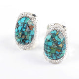 Rhinestone Pave Copper Turquoise Gold Band Ring JAB943