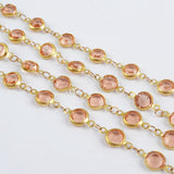 5m/llot,Gold Plated 7mm Orange Crystal Faceted Coin Rosary Chains JT194