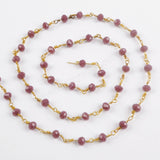 5m/lot,Gold Plated 6mm Purple Crystal Faceted Rosary Chain JT205