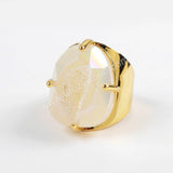 Egg Shape Gold Plated Claw  Titanium Druzy Faceted Ring ZG0312