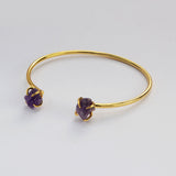 Natural Raw Crystals Bracelets Double-Stones Bracelets Claw Crystal Quartz Cuff Adjustable Bangle ZG0452