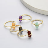 Gold Plated Hexagon Point Turquoise Garnet Aquamarine Gemstone Faceted CZ Micro Pave Adjustable Ring Jewelry ZG0490