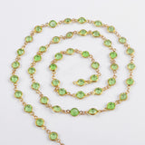 5m/llot,Gold Plated 7mm Green Crystal Faceted Coin Rosary Chains JT195