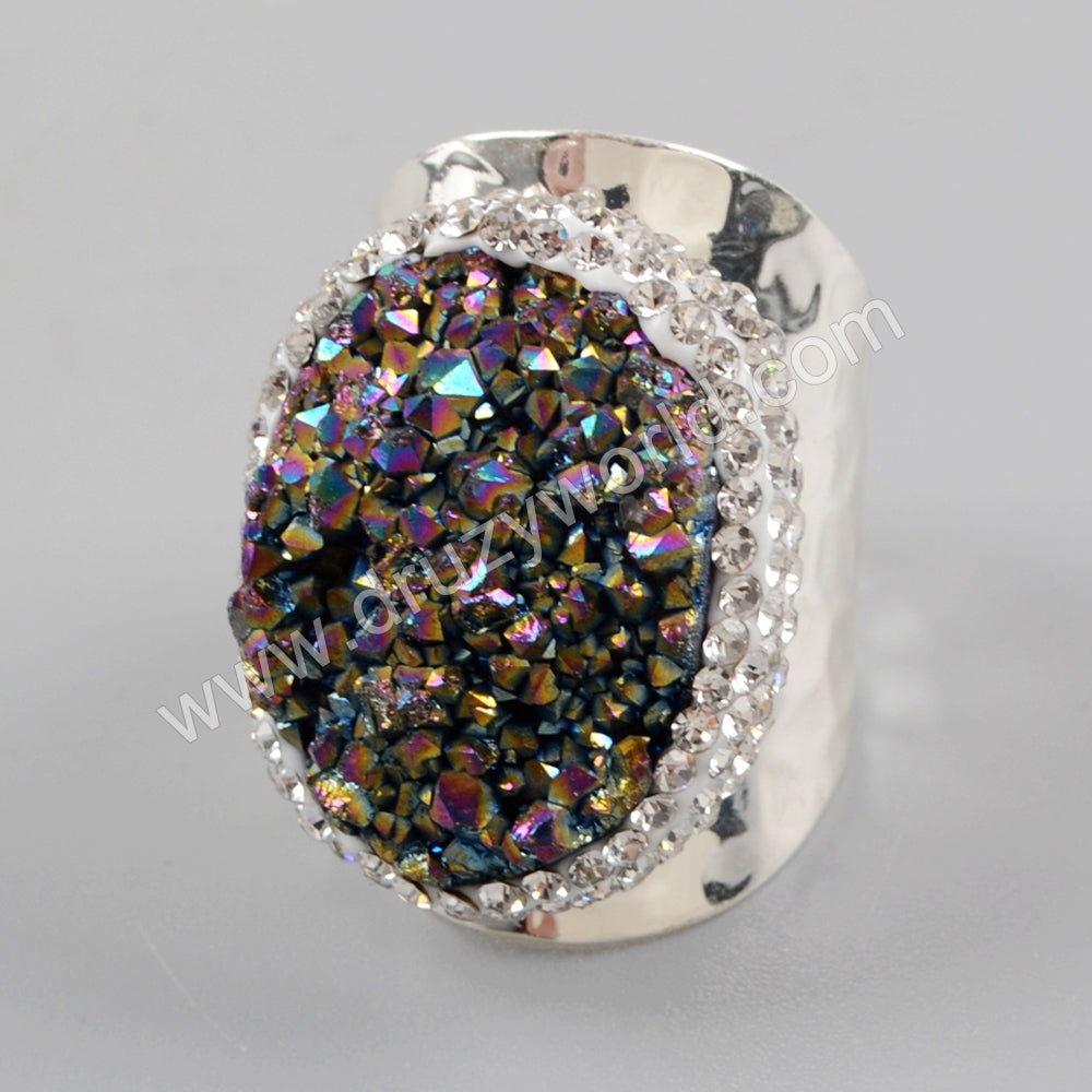 Silver Plated Druzy Ring