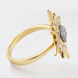 Gold Bezel CZ Micro Pave Natural Titanium Druzy Star Ring ZG0249