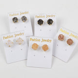 Gold Plated Claw Rainbow Natural Titanium Agate Druzy Stud Earrings ZG0250