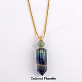 19" Gold Chain Healing Natural Stone Crystal Point Perfume Bottle Necklace WX1507