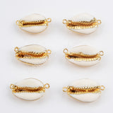 Gold Plated Natural Cowrie Shell Connector, Seashell Beach Shell For Jewelry Making G1452