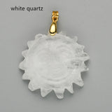Gold Natural Gemstone Carved Sun Face Pendant WX2210