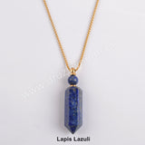 19" Gold Chain Healing Natural Stone Crystal Point Perfume Bottle Necklace WX1507