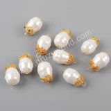 Gold Plated Natural Pearl With Multi CZ Charm WX1275