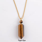 19" Gold Chain Healing Natural Stone Crystal Point Perfume Bottle Necklace WX1507