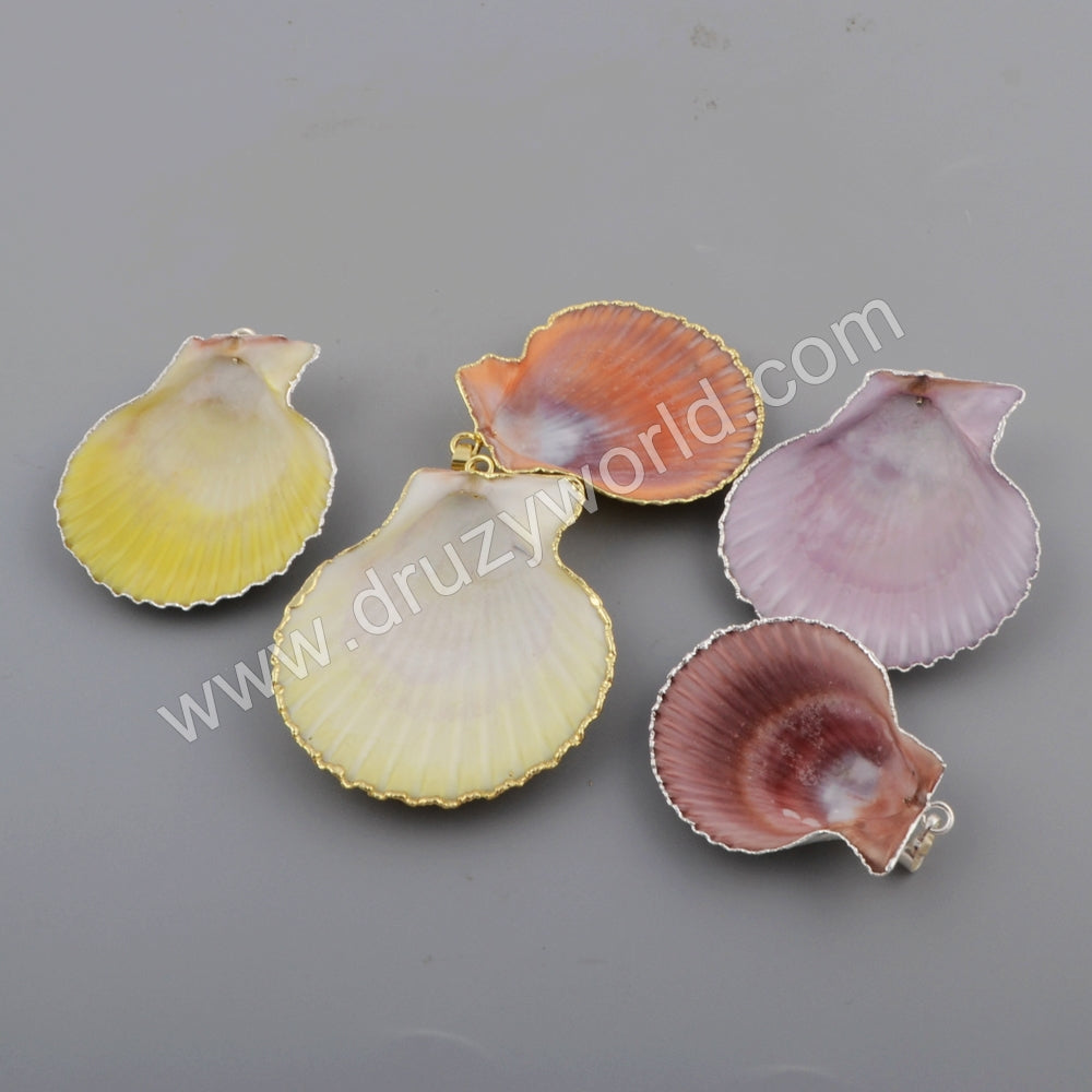 Scallop Fan Shell Pendant Fashion Jewelry For Necklace Silver Plated S1760