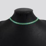 13" Gold Plated Cheveron Brass Enamel Choker Necklace PJ048