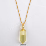 19" Gold Chain Healing Natural Stone Crystal Point Perfume Bottle Necklace WX1507