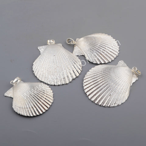 Scallop Fan Shell Pendant Fashion Jewelry For Necklace Silver Plated S1760