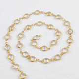 5m/llot,Gold Plated 7mm White Crystal Faceted Coin Rosary Chains JT197