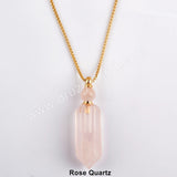 19" Gold Chain Healing Natural Stone Crystal Point Perfume Bottle Necklace WX1507