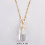 19" Gold Chain Healing Natural Stone Crystal Point Perfume Bottle Necklace WX1507