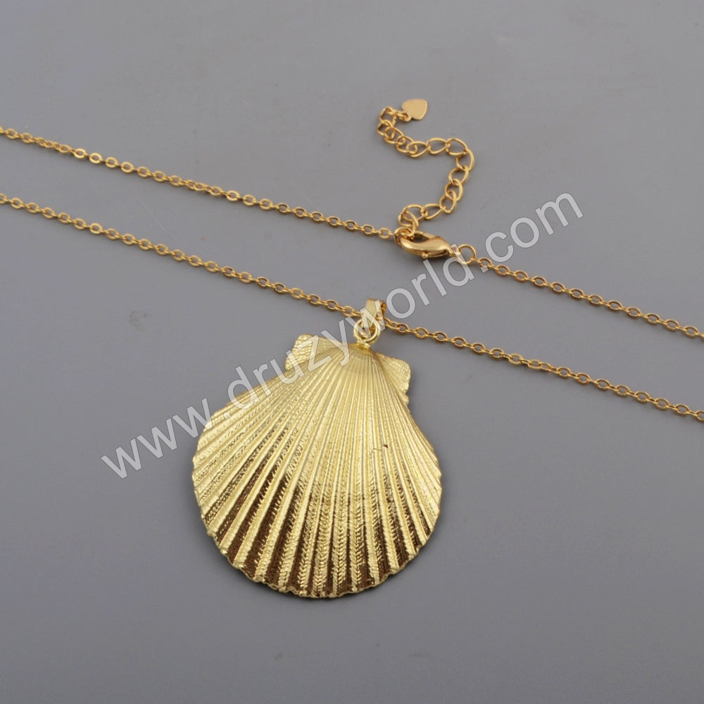 Scallop Fan Shell Pendant Fashion Jewelry For Necklace Silver Plated S1760