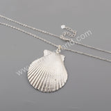 Scallop Fan Shell Pendant Fashion Jewelry For Necklace Silver Plated S1760