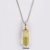 19" Silver Healing Natural Stone Perfume Bottle Necklace WX1508