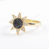 Star Gold Plated CZ Micro Pave Natural Titanium Druzy Ring ZG0389