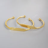 Gold/Silver/Rose Gold Plated Brass Long Blank Bangle Settings, Golden Flat Cuff Bracelet, For Jewelry Making, Wholesale Supply PJ026