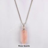 19" Silver Healing Natural Stone Perfume Bottle Necklace WX1508