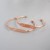 Gold/Silver/Rose Gold Plated Brass Long Blank Bangle Settings, Golden Flat Cuff Bracelet, For Jewelry Making, Wholesale Supply PJ026