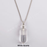 19" Silver Healing Natural Stone Perfume Bottle Necklace WX1508