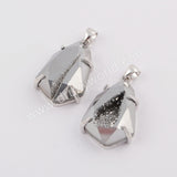 Teardrop Silver Plated Claw Titanium Rainbow Druzy Faceted Pendant ZS0334