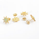 Star Gold Plated CZ Micro Pave Blue White Opal Studs Earrings ZG0390