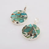 Copper Turquoise Pendant Charm Fashion Jewelry Making Silver Plated S1686