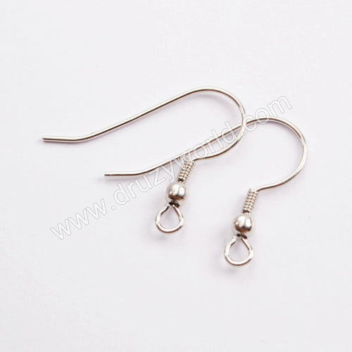  5 Pairs of Sterling Silver Earring Hooks, 925 Silver Ear Wire Findings, For Jewelry Making DIY Earrings Supplies PJ154