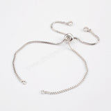 20 pieces of 10" CZ Micro Pave Box Chain Bracelet, Slider Clasp Adjustable Bracelet Finding PJ072