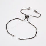 20 pieces of 10" CZ Micro Pave Box Chain Bracelet, Slider Clasp Adjustable Bracelet Finding PJ072