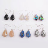 Silver Plated Claw Rainbow Titanium AB White Druzy Faceted Earrings, Crystal Drop Earring ZG0349