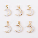 Tiny Gold Plated Natural White Shell Moon Pendant For Jewelry Making G1668