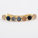 Round Gold Plated Bezel Rainbow Titanium Druzy Studs Earrings ZG0277